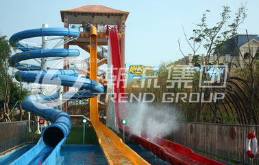 ภาพนิ่งน้ำจากไฟเบอร์กลาสที่มีสีสันเหนือพื้นดิน, สไลด์สระว่ายน้ำไฟเบอร์กลาสสำหรับสวนน้ำยักษ์