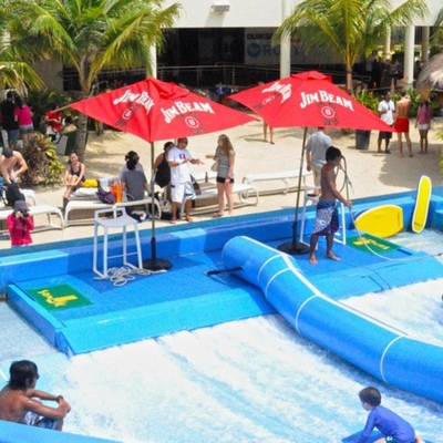 เครื่องคู่ / เดี่ยว FlowRider ขี่น้ำทะเลสีฟ้าสีท่องจำลองด้วยไฟเบอร์กลาสวัสดุ