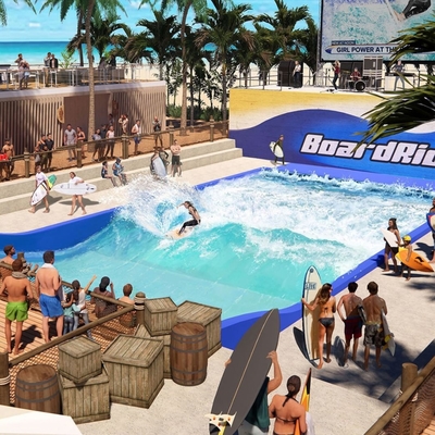 สองสถานที่ท่องเที่ยวเซิร์ฟเฟอร์ FlowRider น้ำขี่นวนิยายน้ำเพื่อผ่อนคลาย