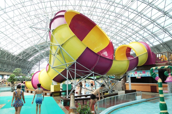 Comercial ไฟเบอร์กลาสน้ำในร่มเล่นสไลด์เล็ก / สวนน้ำขี่ 100m3 / ชั่วโมงน้ำ