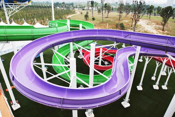 ไฟเบอร์กลาสสไลด์สำหรับเด็กผู้ใหญ่ที่มีความยาวได้มาตรฐาน CE, ความยาวที่กำหนดเองสำหรับสวนน้ำ