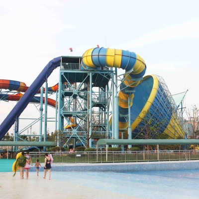สไลด์น้ำจากไฟเบอร์กลาสขนาดใหญ่สำหรับการผจญภัยในสวนสนุก Waterpark Equipment for Water Park