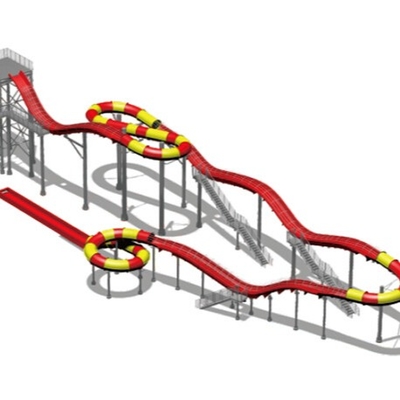 พาณิชย์สวนน้ำสไลด์ไฟเบอร์กลาสความจุ 360 ท่าน / H Roller Coaster น้ำ