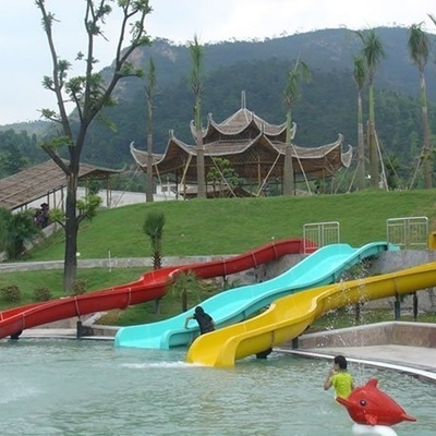 ไฟเบอร์กลาสเด็กสไลด์น้ำสำหรับสวนน้ำสีน้ำเงิน / เหลือง / เหมาะสำหรับเด็ก Water Park