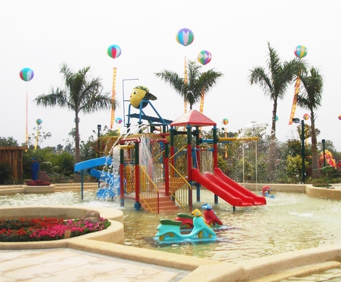 วอเตอร์เฮ้าส์ Aqua Park เกมส์แพลตฟอร์ม 21 * 18 * 9M ด้วยสไลด์น้ำสนุกสำหรับครอบครัว