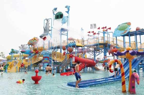 ธีมเรือโจรสลัดสวนน้ำ Aqua สนามเด็กเล่นที่มีโครงสร้างเหล็ก