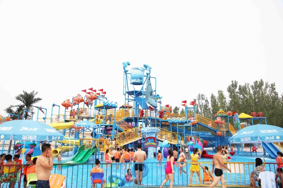 ธีมเรือโจรสลัดสวนน้ำ Aqua สนามเด็กเล่นที่มีโครงสร้างเหล็ก