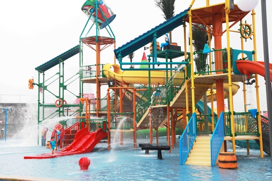 กลางแจ้งโครงสร้าง Aqua สนามเด็กเล่นวอเตอร์เฮ้าส์สวนน้ำอุปกรณ์ OEM
