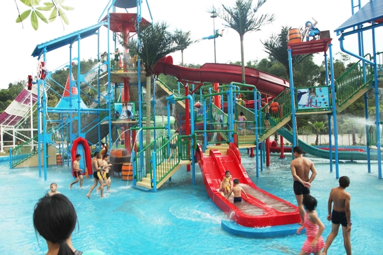 พาณิชย์ขนาดกลางวอเตอร์เฮ้าส์สนามเด็กเล่นแพลตฟอร์ม AQUA ด้วยสไลด์น้ำสำหรับน้ำบ้าน