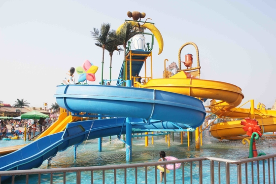 สไลด์ฤดูร้อนกลางแจ้ง Aqua สนามเด็กเล่นสวนเกมส์ไฟเบอร์กลาสน้ำประปาสำหรับสวนสนุก