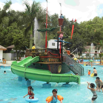 ไฟเบอร์กลาส Aqua เล่นสวนน้ำอุปกรณ์เรือโจรสลัดเด็กภาพนิ่งน้ำ