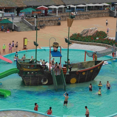 ไฟเบอร์กลาส Aqua เล่นสวนน้ำอุปกรณ์เรือโจรสลัดเด็กภาพนิ่งน้ำ