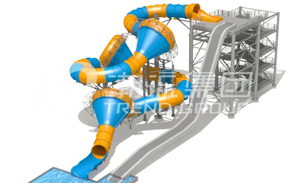ตลกไฟเบอร์กลาสภาพนิ่งน้ำความสูง 16m Tantrum Valley กำลังการผลิต 480 Riders / h สำหรับ Water Park