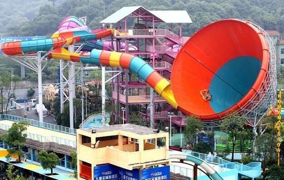 Giant Tornado Funnel Water Slide for Water Park | Fiberglass Tornado Slide Manufacturer Since 1994 | Custom 4-Person Raft Slide (HT-31)