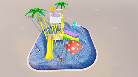 สนามเด็กเล่นน้ําแบบทะเล ขนาด 6.3m x 6.3m x 4.5m และอายุการใช้งานมากกว่า 10 ปี สําหรับสวนสนุกน้ํา