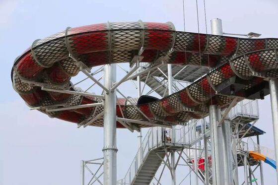 King Cobra Fiberglass Water Slide with 16.4m Platform Height, 480-Person Capacity, and Hot-Dip Galvanized Steel Structure