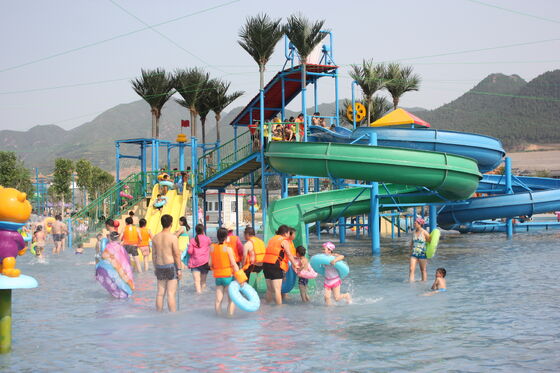 Medium Water Play Structure with Hand-laid Fiberglass Flume and Hot-dip Galvanized Steel Structure | Turnkey Support Water Park Equipment