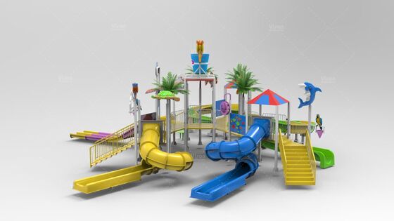 Small Interactive Water House with Hand-laid Fiberglass Flume and Hot-dip Galvanized Steel Structure for Water Park Equipment