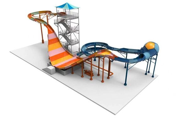 จุดเปลี่ยนของน้ําสไลด์ - Smart Split-Track Double Raft ความจุสูง สไลด์น้ําใยแก้ว