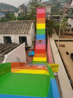 U-Shaped Water Slide with 90° Vertical Drop Wall, 12m Platform Height, and 2-Person Raft for Thrill Seekers